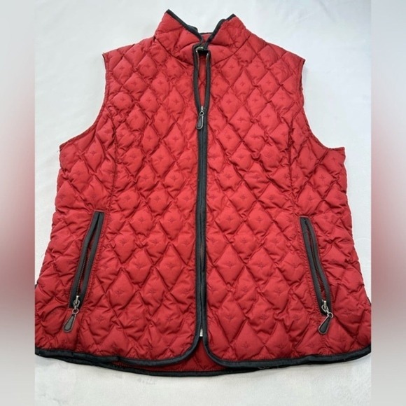 Eddie Bauer Jackets & Blazers - Eddie Bauer Premium Goose Down Brick Red Zippered Pockets Vest Womens Size L